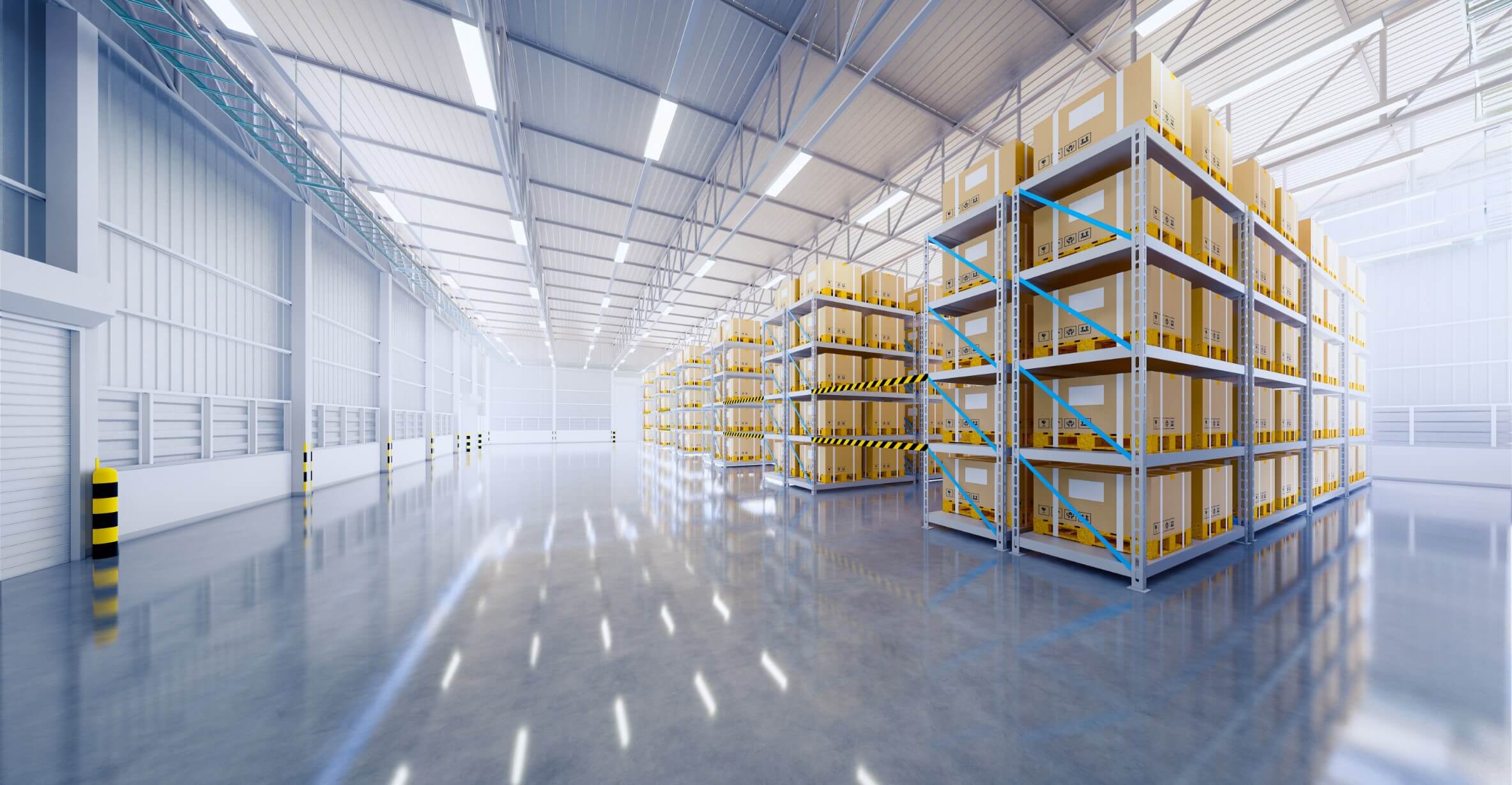 Interior photo of a logistics hall